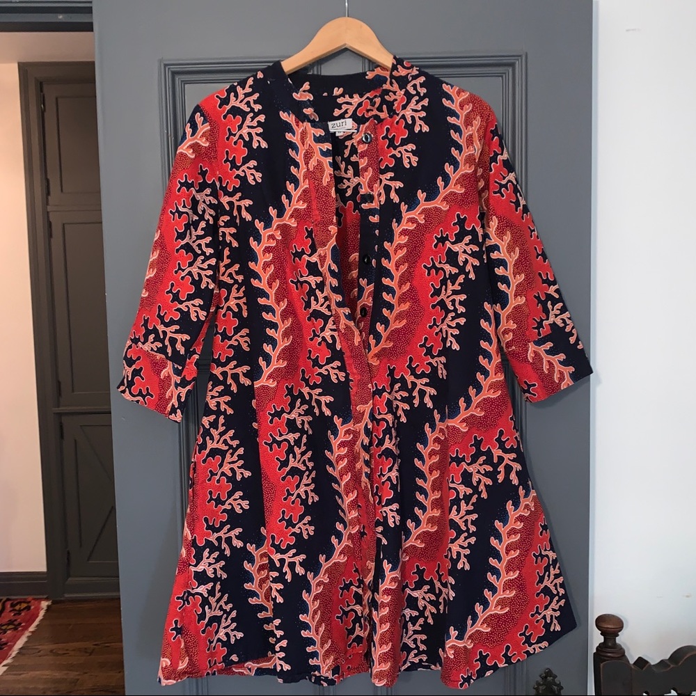 Kenyan-Inspired Print Tunic Blouse Dress